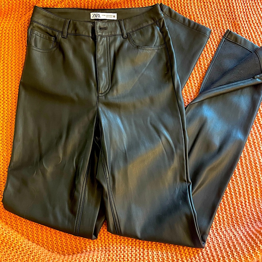 ZARA Pleather Pants - high waisted, straight leg